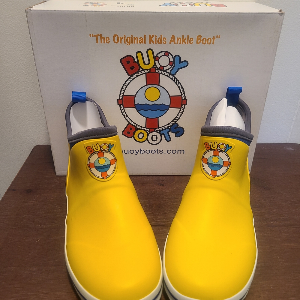 Yellow Slip-On Rain Boots with White Sole